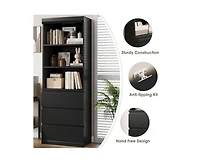 gaomon Bookcase with Drawers 70.27 Inches Tall Bookshelf Farmhouse Bookcases Wooden Deep Bookshelves Storage Cabinet Organizer
