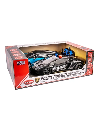 World Tech Toys Police Pursuit Bugatti Chiron 1:14 Lamborghini Aventador Remote Control Car