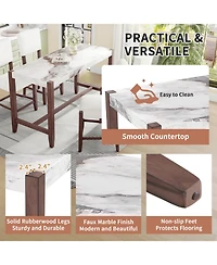Streamdale Furniture Counter Height Faux Marble Bar Dining Table