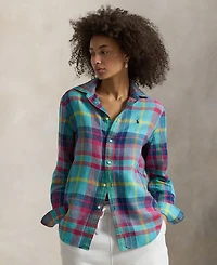 Polo Ralph Lauren Women's Classic Fit Plaid Point Collar Shirt
