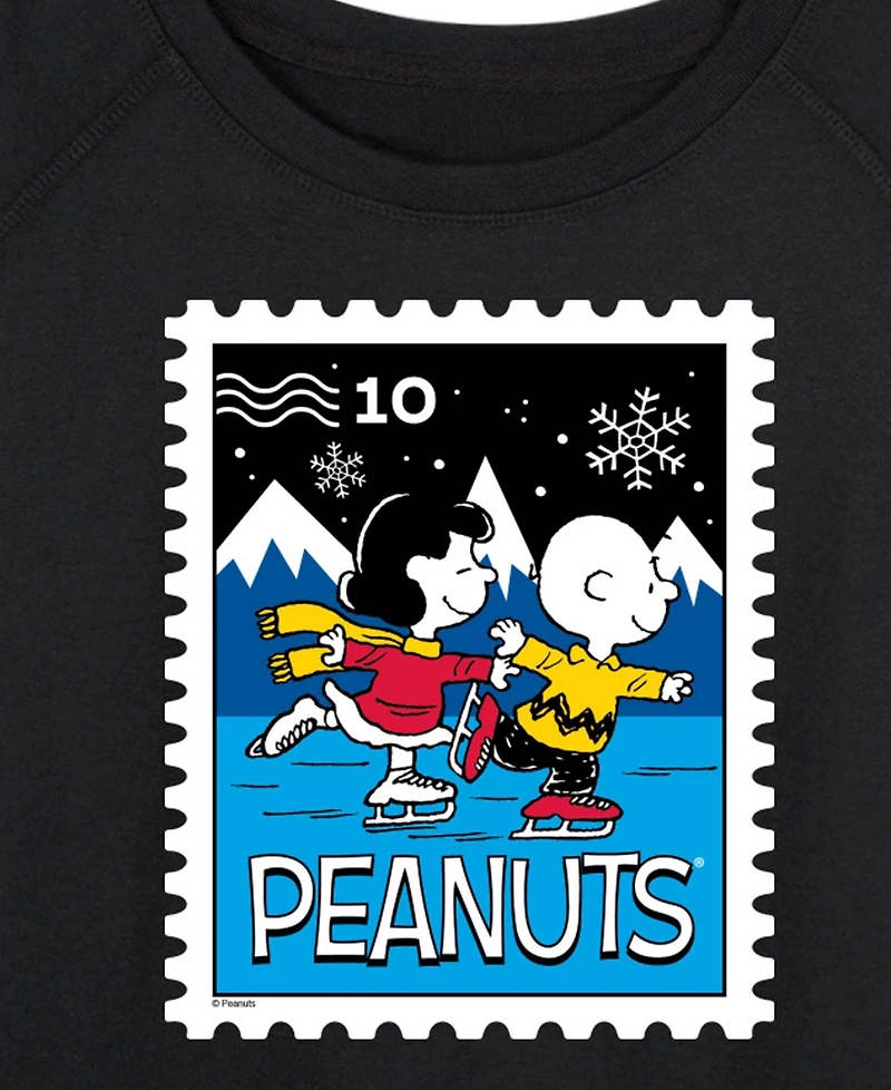 Hybrid Apparel Plus Peanuts Lucy Charlie Winter Stamp Word Art Pullover T-shirt
