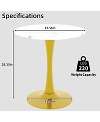 Streamdale Furniture Streamdale Gold 27.6" Mid-Century Modern Dining Table with White Marble Top