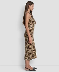 Dkny Jeans Women's Cheetah Jacquard Bodycon Sweater Dress