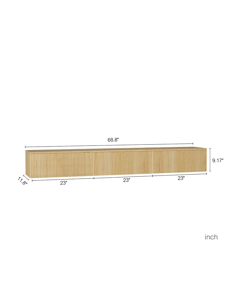Streamdale Furniture Floating Tv Stand w/ LEDs, 69" Modern Entertainment Center for 55-65" TVs