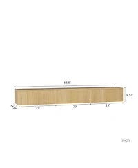 Streamdale Furniture Floating Tv Stand w/ LEDs, 69" Modern Entertainment Center for 55-65" TVs