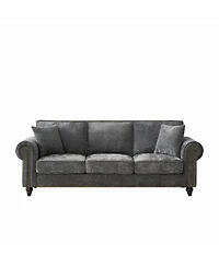 Streamdale Furniture Streamdale 86" Modern Chenille Sofa with Rolled Arms & Nailhead Trim