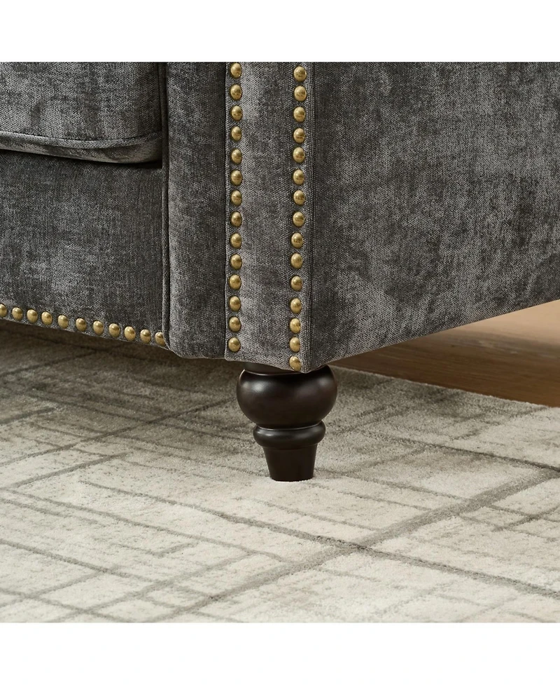 Streamdale Furniture Modern Chenille Sofa with Rolled Arms & Nailhead Trim