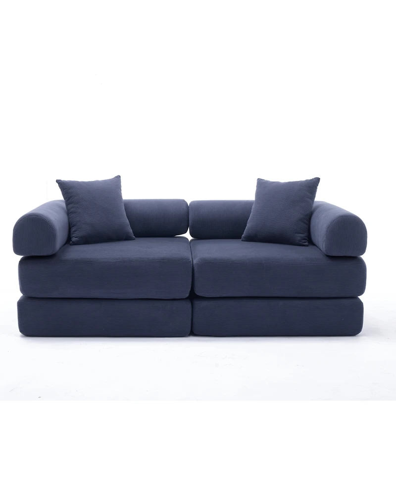 Streamdale Furniture Modular Couch Sofa Bed for Apartment, Convertible Sofa Bed, Blue