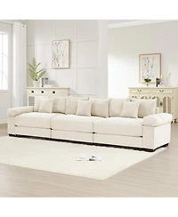 Streamdale Furniture 130" Oversized Cloud Modular Sectional Couch, Premium Corduroy 3-Seater Sofa