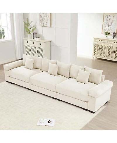Streamdale Furniture 130" Oversized Cloud Modular Sectional Couch, Premium Corduroy 3-Seater Sofa
