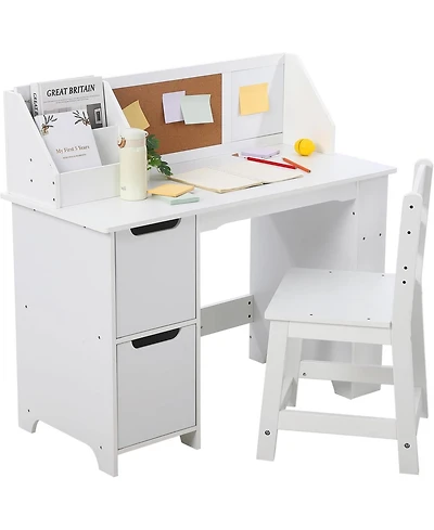 Gaomon Kids Study Desk and Chair Set, Wooden Learning Table with Storage, Hutch and Bulletin Board for Home or School