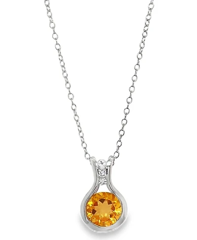 Macy's Citrine (1.20 ct. t.w.) and White Topaz (0.08 ct. t.w.) Pendant Necklace in Sterling Silver