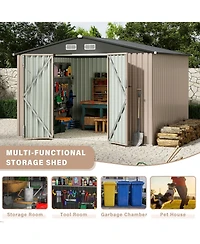Gaomon 6x8x6.4FT Outdoor Storage Shed, Large Metal Garden Tool Shed with Lockable Doors & Air Vents for Backyard and Patio