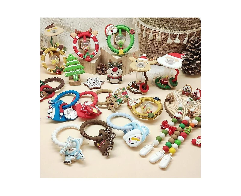 Sperric Silicone Christmas Teether Ring Toy for Baby, Bpa Free Soothing Teething Relief Infant & Toddlers 0-18 Months, Perfect Gift
