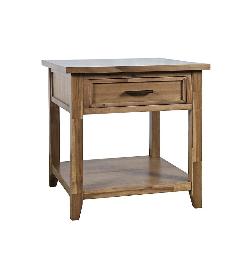Jofran Claremont Transitional Rustic Wood Square End Table with Storage