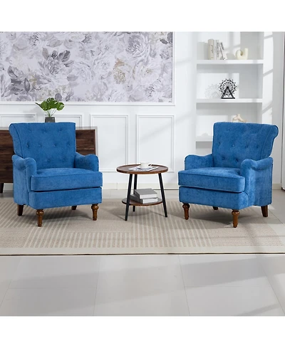 Streamdale Furniture Light Chenille Club Chair with Retro Wooden Legs