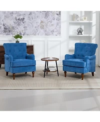 Streamdale Furniture Light Chenille Club Chair with Retro Wooden Legs