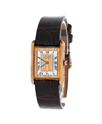 Pre-Owned Cartier Must de Cartier Tank Quartz Watch in Vermeil Plated Sterling Silver and Alligator 22mm