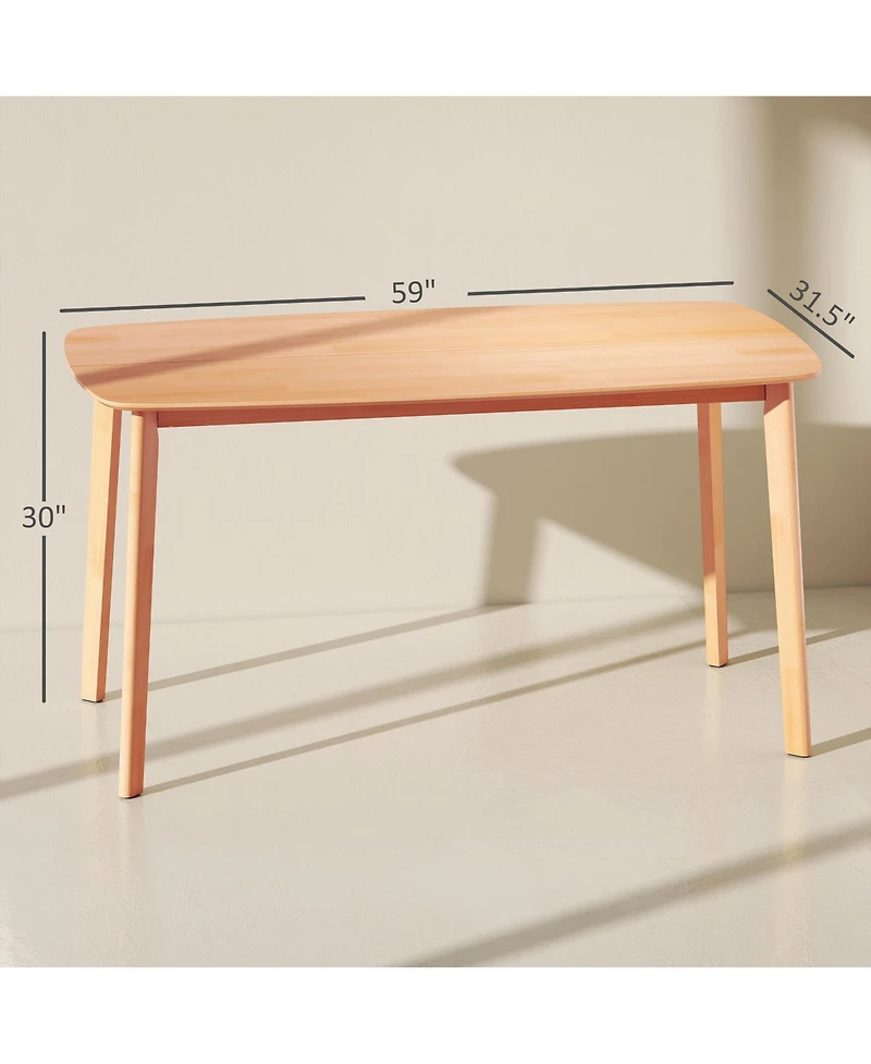 Homcom Wood Dining Table for 6, 47" Recgular Kitchen Table, Natural