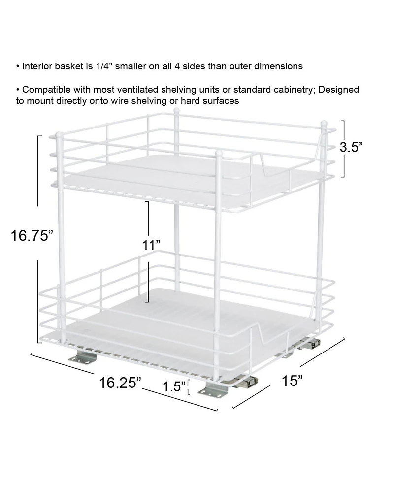 Household Essentials Glidez Steel Pull-Out Storage Organizer, 2 -Tier Design
