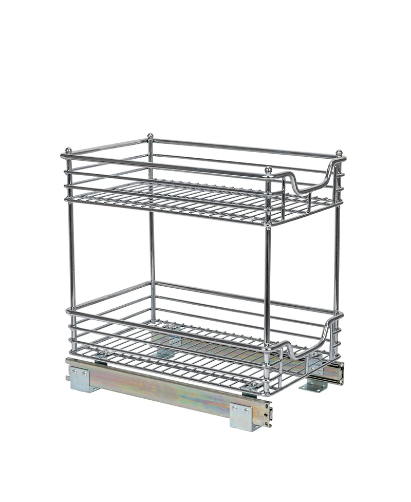 Household Essentials Glidez 11.5" W Steel Pull-Out Storage Organizer, 2-Tier Design, Chrome