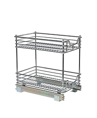 Household Essentials Glidez 11.5" W Steel Pull-Out Storage Organizer, 2-Tier Design, Chrome