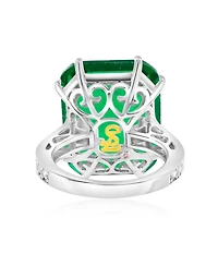 Suzy Levian New York Gala Collection Sterling Silver Large Firework Emerald-Cut Cubic Zirconia Cocktail Ring