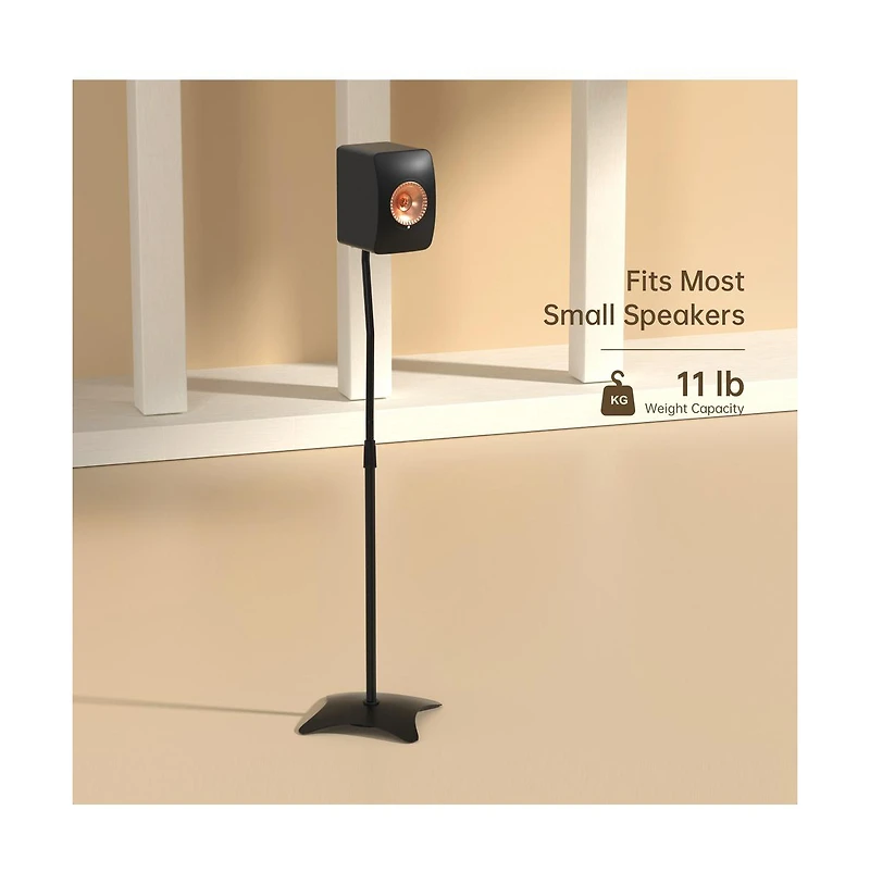 Artudatech 2-Pack Universal Speaker Stands with Adjustable Height & Stabilized Base for Surround Sound