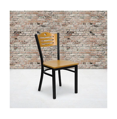 Emma+Oliver 2 Pack Slat Back Metal Restaurant Chair