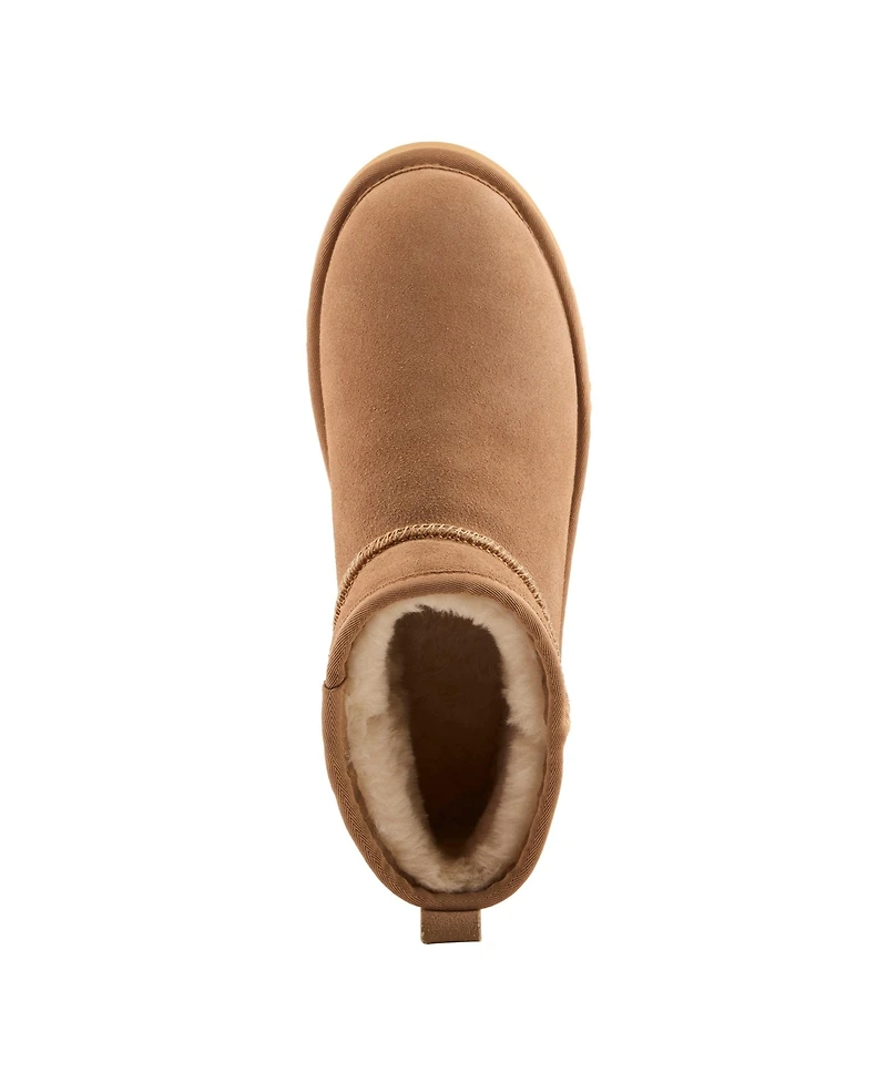 L'Artiste Women's Brandai-Curli Shearling Ankle Boot – Embossed Leather & Suede Slip-On With Whipstitch Detail