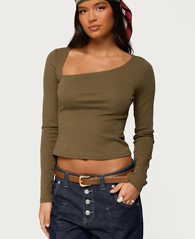 Edikted Women's Rion Asymmetric Long Sleeve Top