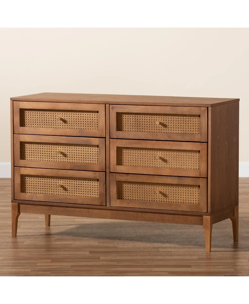Baxton Studio Ramiel 47.2 Rattan Mid-Century Dresser