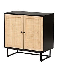 Furniture Declan 15.7" Rattan Mid-Century Storage Cabinet