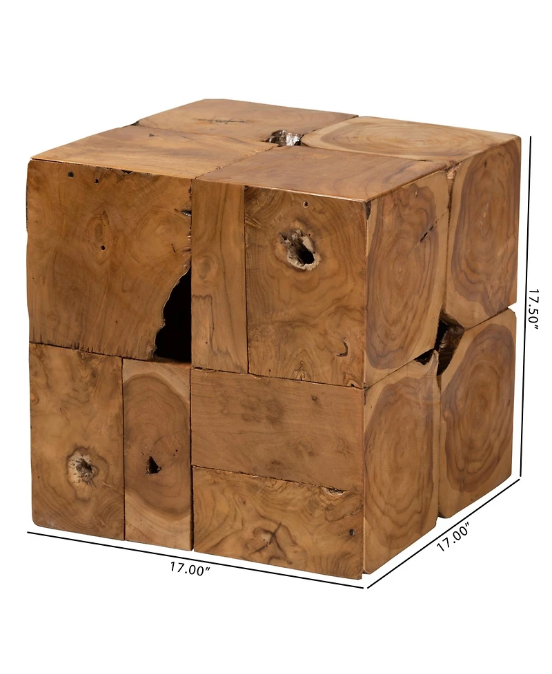 Furniture Eldora 17" Teak Root Rustic Transitional End Table