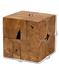 Furniture Eldora 17" Teak Root Rustic Transitional End Table