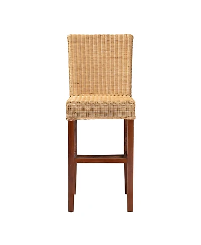 Furniture Racquel 20" Rattan Bohemian Bar Stool