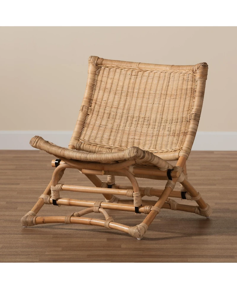 Furniture Herrara 27.6" Rattan Bohemian Foldable Lounge Chair