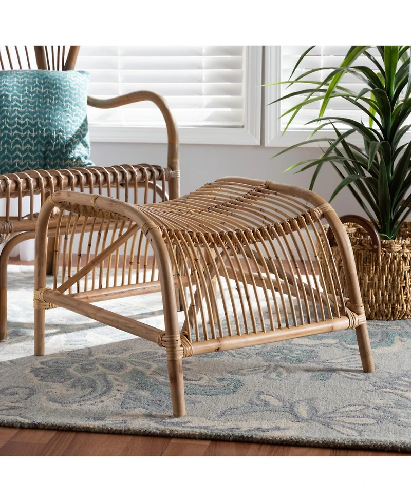 Furniture Lamaria 22.4" Rattan Bohemian Footstool