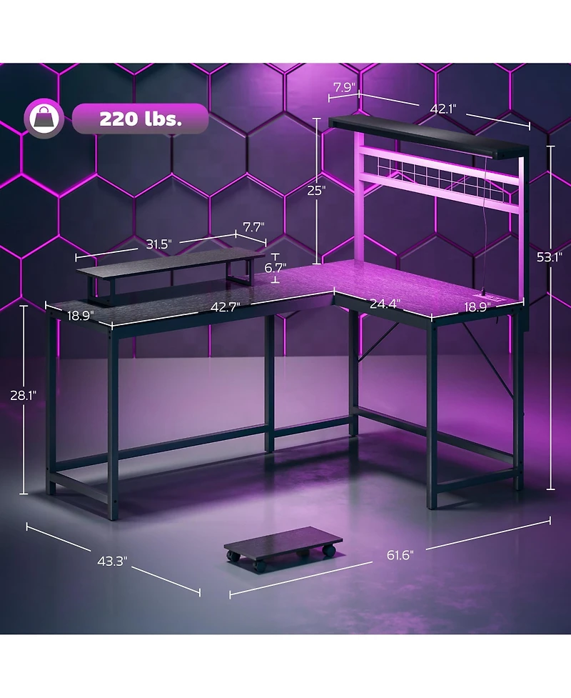 Homcom L Shaped Desk, Convertible Corner Desk for Small Space,