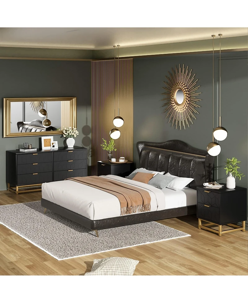 Gaomon 6 Drawer Dresser with Wide Storage, Wood Chest Organizer with Metal Legs, Modern Dresser for Bedroom, Living Room