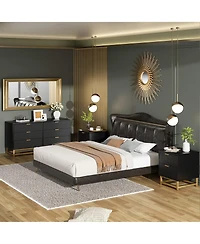 Gaomon 6 Drawer Dresser with Wide Storage, Wood Chest Organizer with Metal Legs, Modern Dresser for Bedroom, Living Room