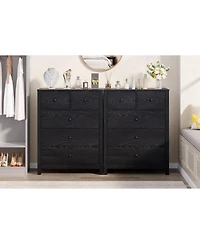 gaomon 5 Drawer Dresser for Bedroom, Tall Black Chest with Deep Drawers and Metal Knobs, Wooden Organizer Hallway, Kids Room