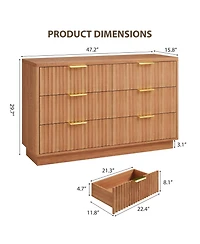 Gaomon 47 in Modern 6 Drawer Dresser Wood Chest of Drawers Storage Cabinet