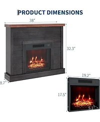 Gaomon 38" Fireplace Mantel with 19" Insert Heater, Adjustable Flame Brightness, Remote Control