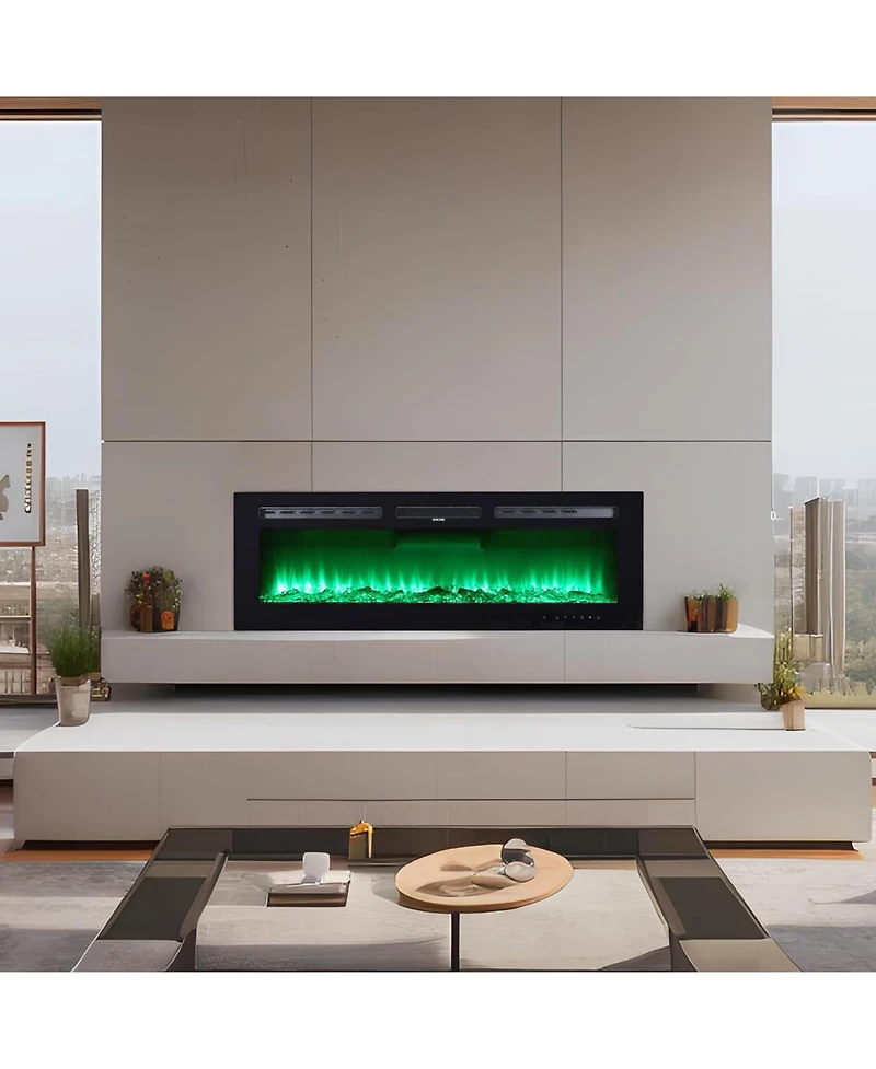 gaomon 50" Wall Mounted & Recessed Electric Fireplace, Touch Screen, Remote, Custom Flame, Modern Slim Design