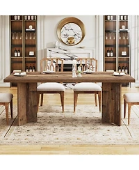Tribesigns 63-inch Dining Table for 4-6, Farmhouse Kitchen Table with Large Tabletop, Rectangular Dinner Eating Table