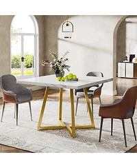 Tribesigns Square Dining Table for 4, 31.5" Industrial Dinner Table with Metal Base, Wood Kitchen Table for Dining Room, Small Space