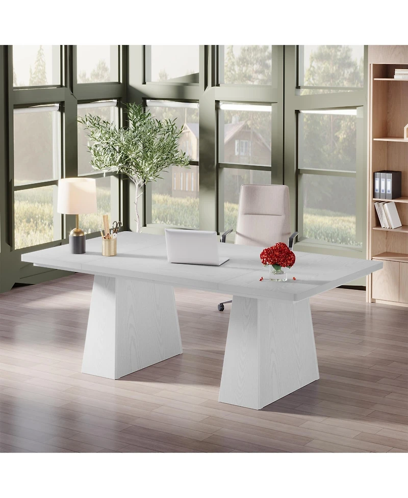 Tribesigns 63-Inch Executive Desk, Large Office Computer Desk with Double Pedestal, Modern Simple Workstations