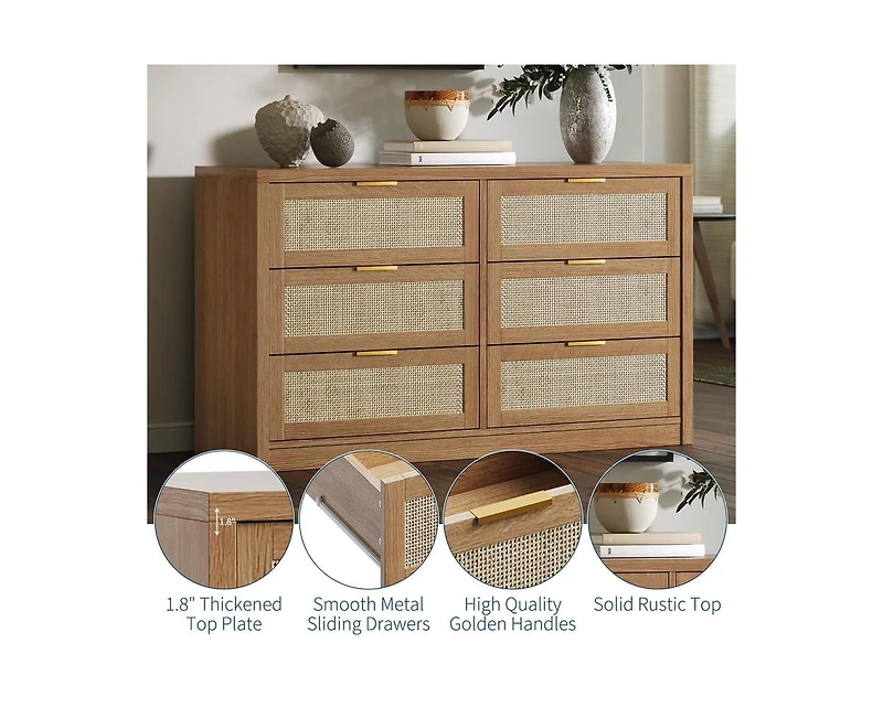 Gaomon 53" Rattan Dresser for Bedroom
