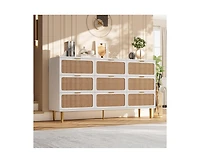 Gaomon Rattan 9 Drawer Dressers for Bedroom